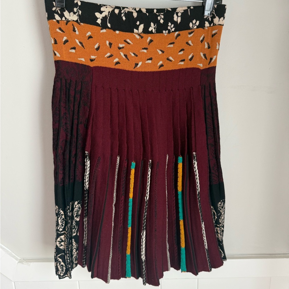 Etro Burgundy and Orange Patterned Skirt